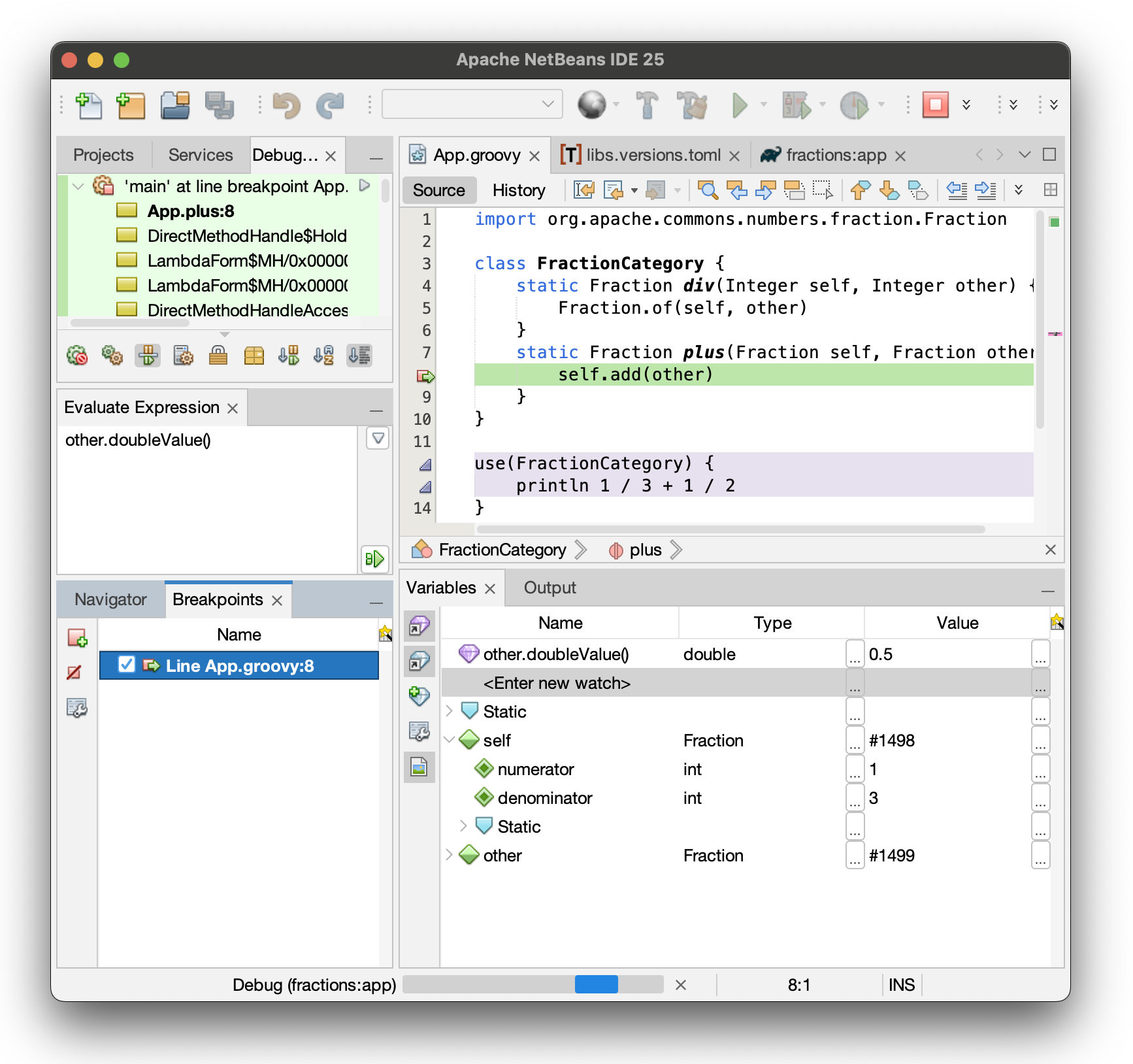 NetBeans IDE showing script debugging