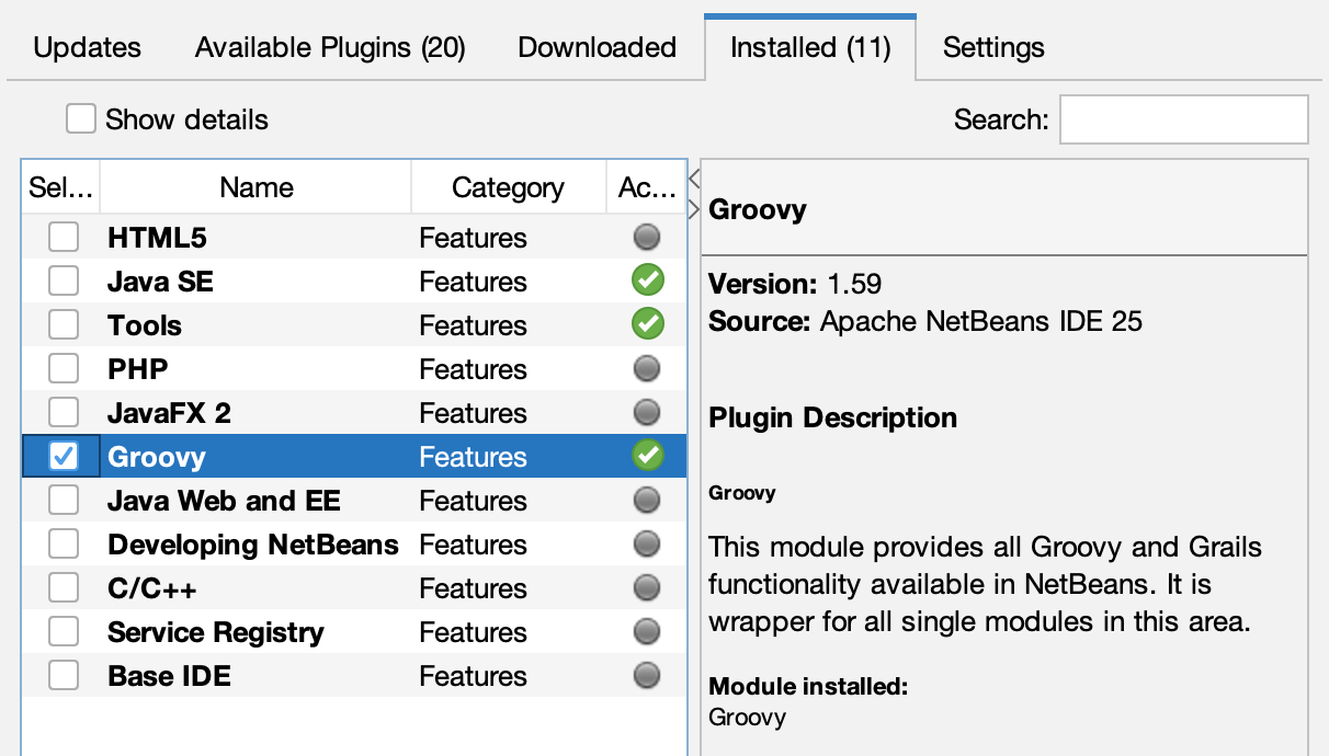 enabling the groovy plugin